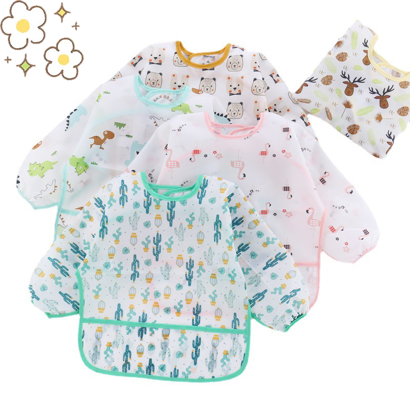 Baby Silicone Cartoon Bib 0-6  - Bib Long Sleeve recension och pris