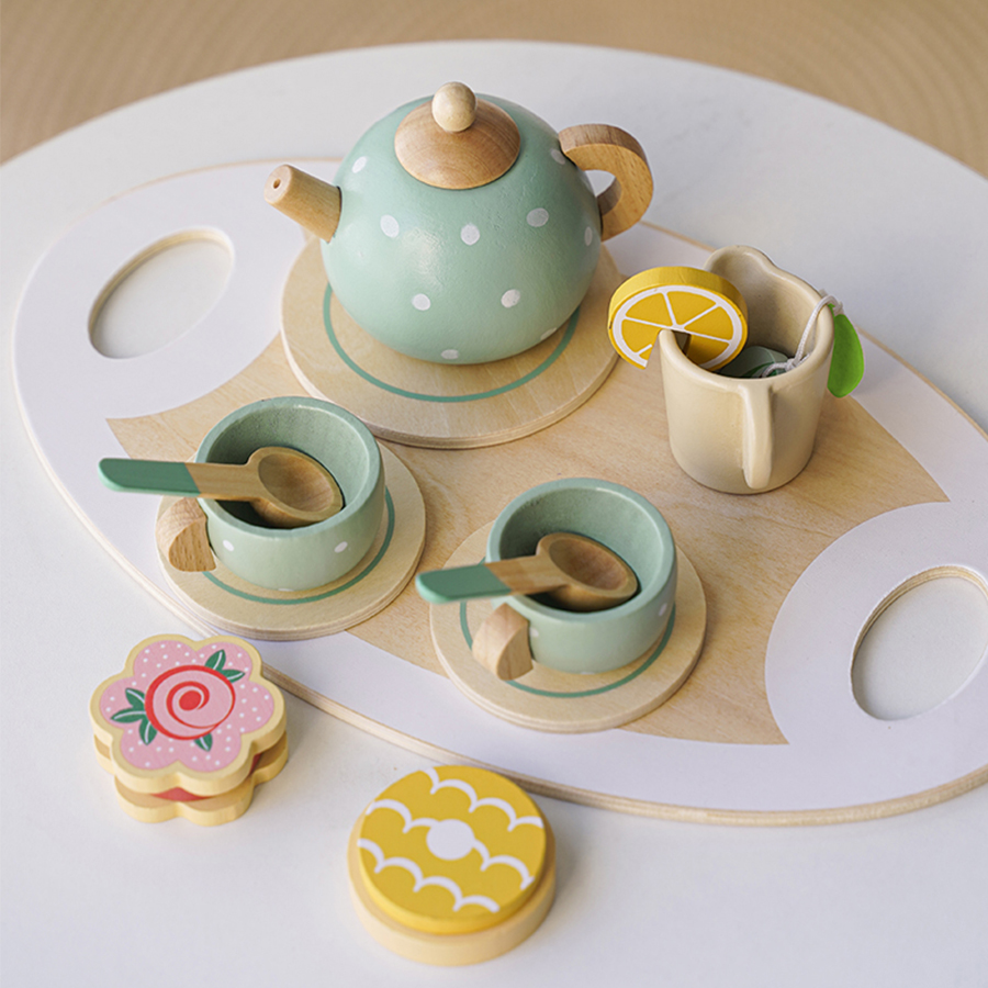 Wooden Afternoon Tea Set Toy P - Baby Food Under 1 Year recension och pris
