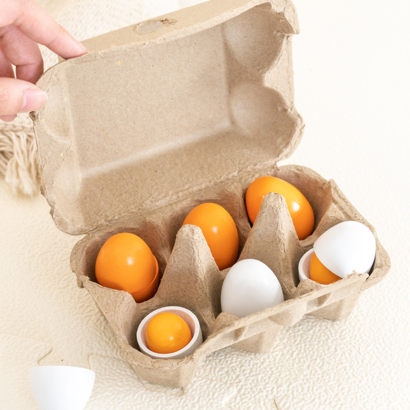 6pcs Wooden Eggs Toy Egg Kitch - Baby Food Under 1 Year recension och pris